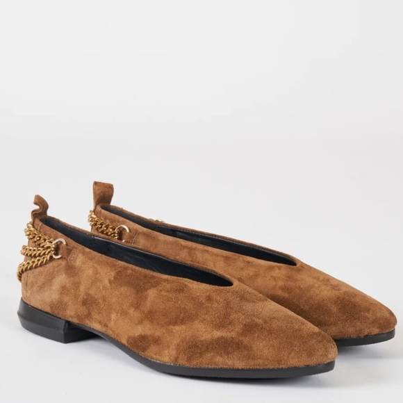 Homers | Women’s Suede Baby Flats Chain Detail in Crosta Arabia Size 8 NWOB - Picture 1 of 9